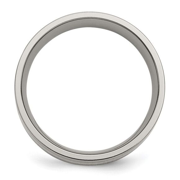 Kazi Luxury Chisel Titanium Polished with 14k Yellow Gold Inlay 8mm Flat Band